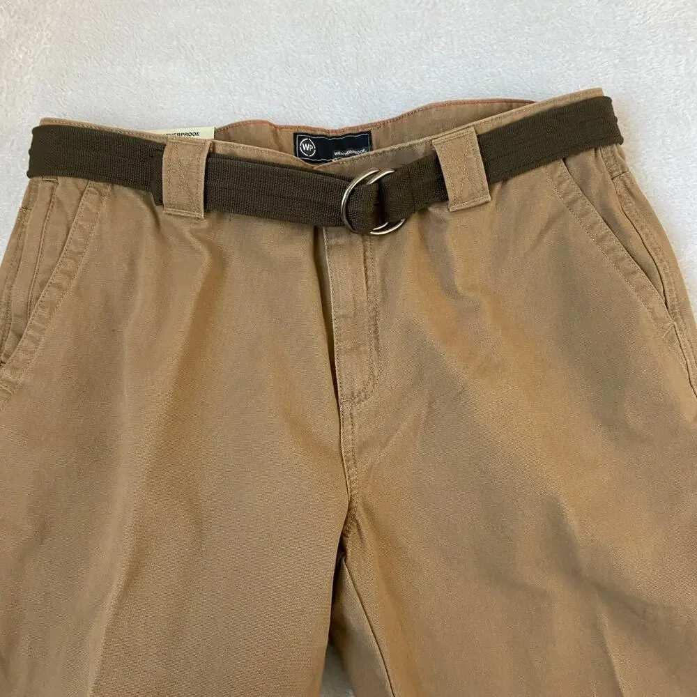 Weatherproof Mens Utility Chino The Utility Chino Pants 38x30 Camel Belted NWT - Picture 9 of 9